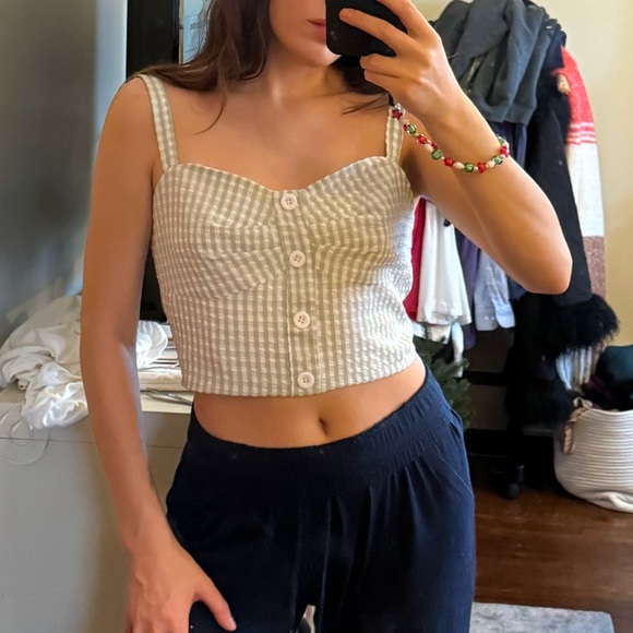 Green gingham top - Picture 3 of 4